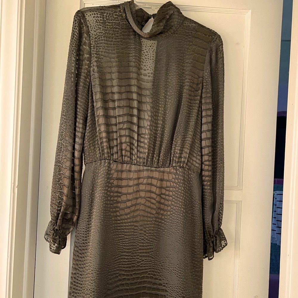 REISS Olive Green Snake Skin Dress